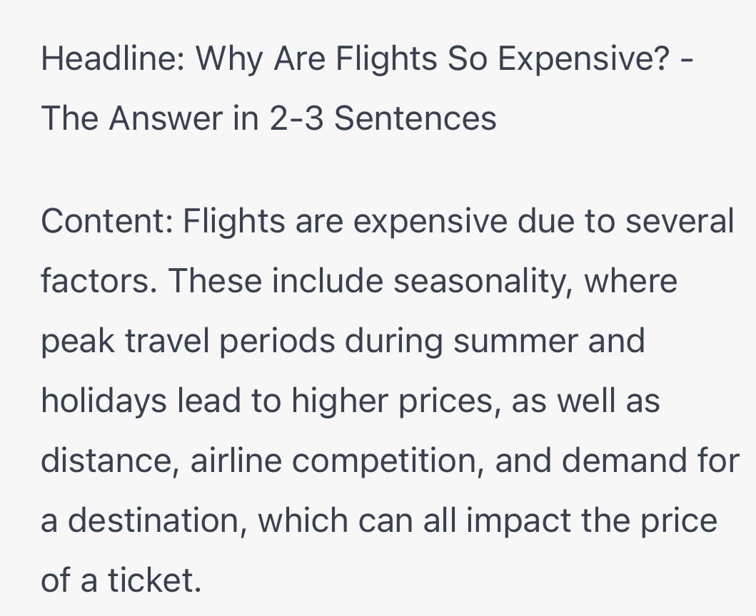 Optimizing for featured snippets - output