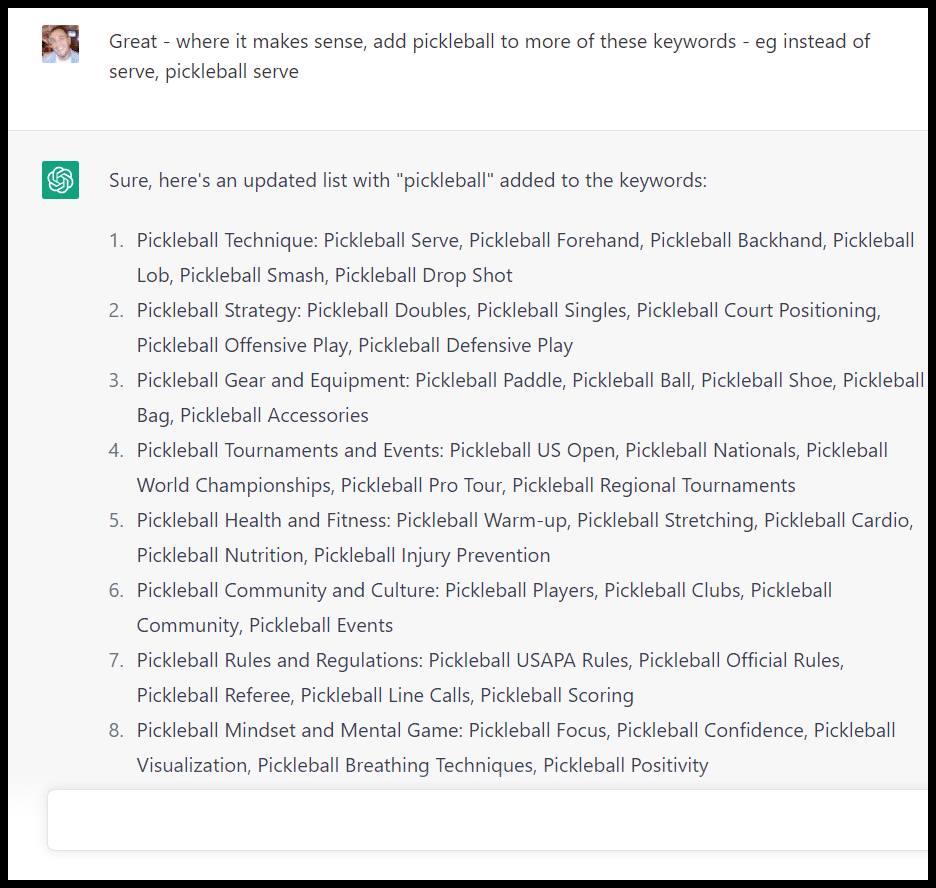 Refining keyword lists