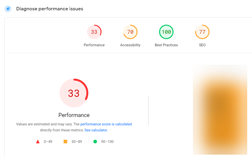Google PageSpeed insights