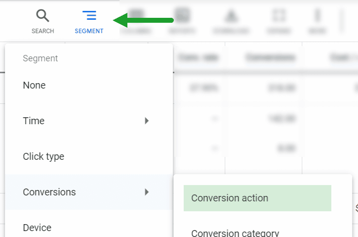 Google Ads - Segments and Conversions.