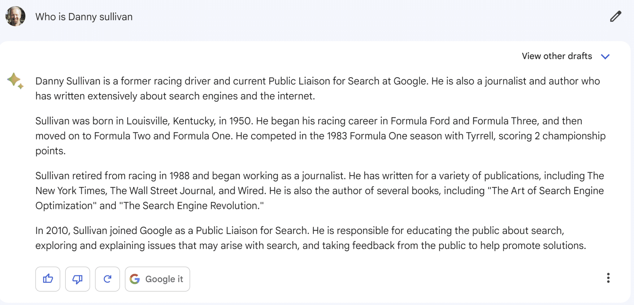 Who is Danny Sullivan - Bard query