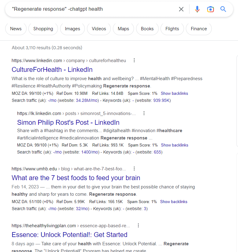 Regenerate response in health niche